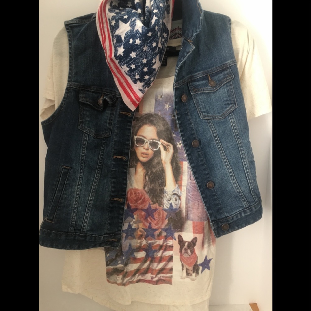 vintage Style Jean vest L